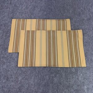 Restoration Hardware Pillow Covers Yellow Striped 20"x12" Set of 2‎ Traditional